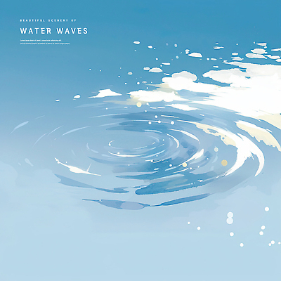PSD 물결 바다 일러스트 수채화 사람없음 파란색 여름풍경 물결파장 윤슬 국내일러스트 컬러 풍경 파일형식 여름_계절