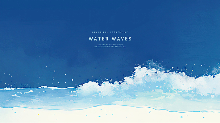 PSD 물결 파도 일러스트 밤하늘 수채화 해변 사람없음 파란색 여름풍경 여름밤 국내일러스트 바다 컬러 하늘 풍경 여름 야간 파일형식 여름_계절