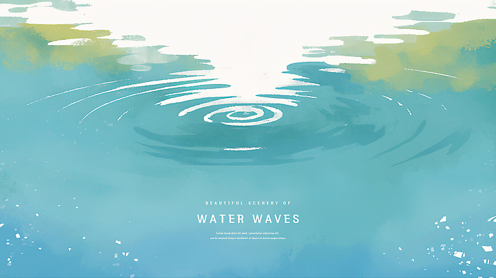 PSD 물결 바다 일러스트 수채화 사람없음 파란색 여름풍경 물결파장 국내일러스트 컬러 풍경 파일형식 여름_계절