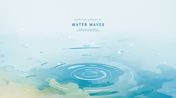 PSD 물결 바다 일러스트 수채화 사람없음 파란색 여름풍경 물결파장 국내일러스트 컬러 풍경 파일형식 여름_계절