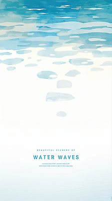 PSD 물결 바다 일러스트 수채화 사람없음 파란색 여름풍경 국내일러스트 컬러 풍경 파일형식 여름_계절