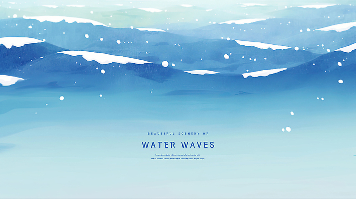 PSD 물결 바다 일러스트 수채화 사람없음 파란색 여름풍경 웨이브 국내일러스트 컬러 풍경 파일형식 여름_계절