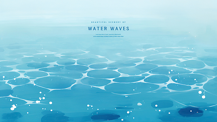 PSD 물결 바다 일러스트 수채화 사람없음 파란색 여름풍경 국내일러스트 컬러 풍경 파일형식 여름_계절