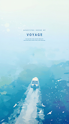 PSD 바다 일러스트 수채화 항해 사람없음 파란색 여름풍경 보트 감성 새떼 국내일러스트 컬러 컨셉 배_교통 조류 풍경 파일형식 여름_계절