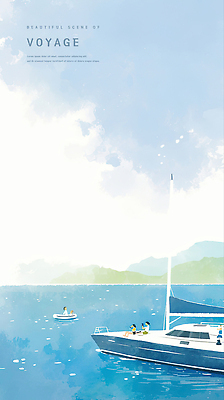 전신 PSD 구름 여자 남자 바다 요트 일러스트 하늘 수채화 산 항해 성인 세명 파란색 여름풍경 감성 조각배 성인만 국내일러스트 자연요소 컬러 컨셉 배_교통 사람 풍경 파일형식 여름_계절