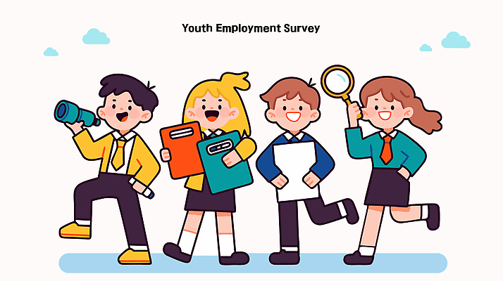 전신 여자 남자 일러스트 비즈니스 돋보기 웃음 들기 여러명 청년 망원경 검사_조사 문서 파일 일자리 탐색 고용 다리들기 정책 청년만 청년취업 청년정책 일러캐릭터 AI파일 캐릭터 다수 모션 표정 사람 성인 구직 복지 채용 성인만 파일형식 벡터