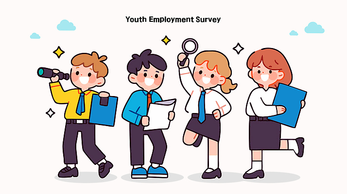 전신 여자 남자 일러스트 비즈니스 돋보기 웃음 들기 여러명 청년 반짝임 손들기 망원경 검사_조사 문서 파일 일자리 탐색 고용 다리들기 정책 청년만 청년취업 청년정책 일러캐릭터 AI파일 캐릭터 다수 모션 표정 사람 성인 구직 복지 채용 성인만 파일형식 벡터