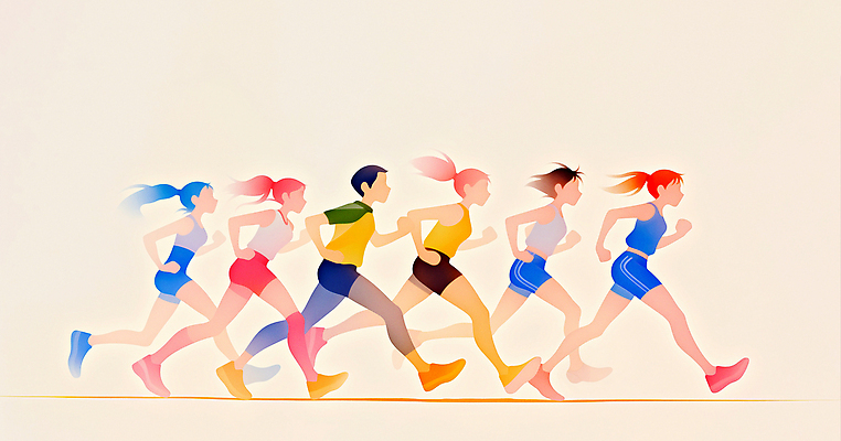 JPG 전신 여자 남자 일러스트 여러명 성인 운동복 컬러풀 달리기 운동 속도 마라톤 러닝 성인만 국내일러스트 AI일러스트 AI콘텐츠 옷 컬러 다수 모션 건강 사람 경기 육상스포츠 파일형식