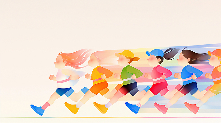 JPG 전신 여자 어린이 일러스트 소녀 여러명 운동복 컬러풀 달리기 운동 속도 마라톤 러닝 캡모자 소녀만 국내일러스트 AI일러스트 AI콘텐츠 모자_잡화 옷 컬러 다수 모션 건강 사람 경기 육상스포츠 여자만 어린이만 파일형식