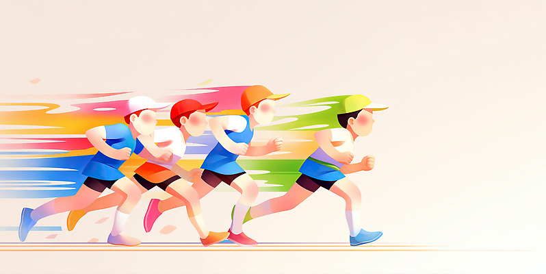 JPG 전신 남자 어린이 일러스트 소년 여러명 운동복 컬러풀 달리기 운동 속도 마라톤 러닝 소년만 국내일러스트 AI일러스트 AI콘텐츠 옷 컬러 다수 모션 건강 사람 경기 육상스포츠 남자만 어린이만 파일형식
