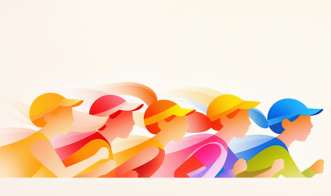 JPG 여자 일러스트 여러명 상반신 성인 운동복 컬러풀 달리기 운동 속도 마라톤 썬캡 러닝 캡모자 성인여자만 국내일러스트 AI일러스트 AI콘텐츠 모자_잡화 옷 컬러 다수 모션 건강 사람 경기 육상스포츠 여자만 성인만 파일형식