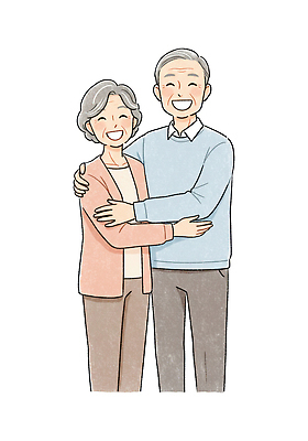 PSD 여자 노년 남자 일러스트 가족 안기 사랑 웃음 두명 노부부 소중 가정의달 노인만 어깨에손 일러캐릭터 캐릭터 부부 감정 컨셉 관계 모션 표정 사람 성인 5월 성인만 파일형식