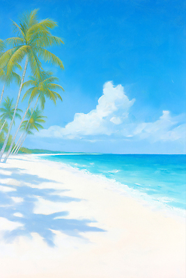 JPG 구름 일러스트 하늘 그림자 해변 사람없음 파란색 모래사장 야자수 여름풍경 감성 유화 청량 국내일러스트 AI일러스트 AI콘텐츠 자연요소 나무 바다 컬러 컨셉 미술 풍경 파일형식 여름_계절