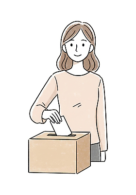 PSD 여자 일러스트 한명 미소 들기 상반신 성인 투표 선거 민주주의 투표용지 투표함 넣기 성인여자한명만 대통령선거 국내일러스트 1 모션 표정 사람 여자한명만 성인여자만 파일형식