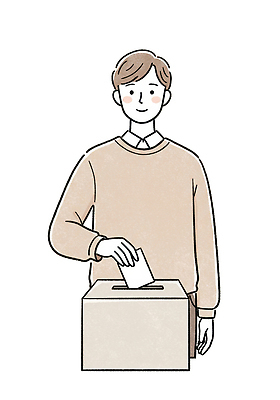 PSD 남자 일러스트 한명 미소 들기 상반신 성인 투표 선거 민주주의 투표용지 투표함 넣기 성인남자한명만 대통령선거 국내일러스트 1 모션 표정 사람 남자한명만 성인남자만 파일형식