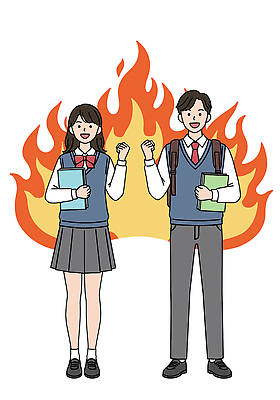 전신 PSD 학생 여자 남자 교복 일러스트 청소년 불 교재 책가방 들기 두명 책 스쿨라이프 파이팅 주먹 결심 청소년교육 열정 시험공부 시험준비 열공 열심 십대만 일러캐릭터 자연요소 캐릭터 라이프스타일 옷 교육 감정 컨셉 가방 학교 모션 사람 학습 준비 파일형식
