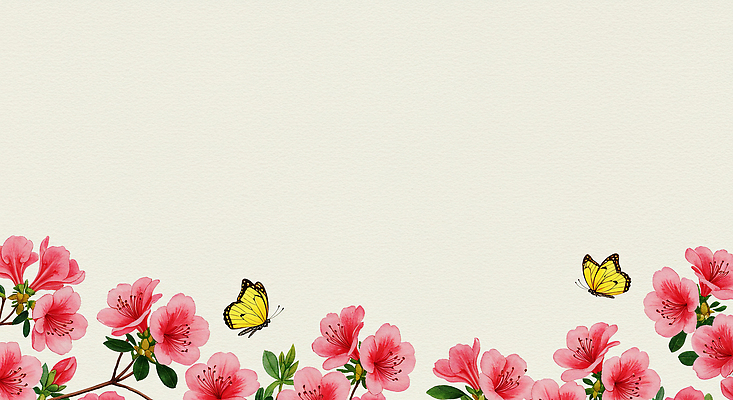 JPG 전통 나비 잎 꽃백그라운드 일러스트 수채화 사람없음 한지 향기 철쭉 꽃가지 국내일러스트 AI일러스트 AI콘텐츠 식물 꽃 종이 곤충 백그라운드 나뭇가지 냄새 파일형식