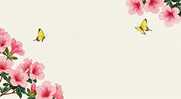 JPG 전통 나비 잎 꽃백그라운드 일러스트 수채화 사람없음 한지 향기 철쭉 꽃가지 국내일러스트 AI일러스트 AI콘텐츠 식물 꽃 종이 곤충 백그라운드 나뭇가지 냄새 파일형식