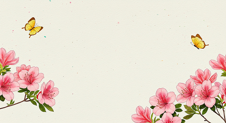 JPG 전통 나비 잎 꽃백그라운드 일러스트 수채화 사람없음 한지 향기 철쭉 꽃가지 국내일러스트 AI일러스트 AI콘텐츠 식물 꽃 종이 곤충 백그라운드 나뭇가지 냄새 파일형식