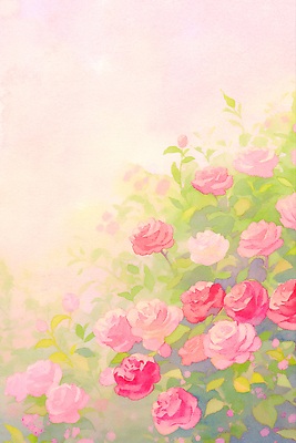 JPG 분홍색 잎 일러스트 봄꽃 사람없음 햇빛 장미 정원 봄풍경 국내일러스트 AI일러스트 AI콘텐츠 식물 꽃 컬러 풍경 태양 봄 파일형식