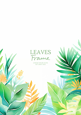 PSD 일러스트 나뭇잎 사람없음 초록색 여름 열대잎 카피스페이스 트로피컬아트 국내일러스트 계절 컬러 잎 공백 그림 파일형식