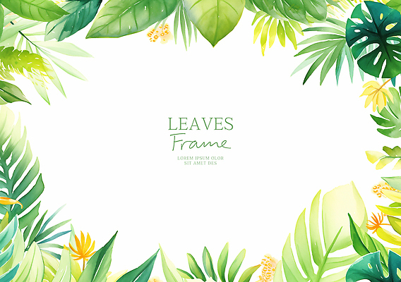 PSD 일러스트 나뭇잎 프레임 사람없음 초록색 여름 몬스테라 열대잎 카피스페이스 트로피컬아트 국내일러스트 식물 계절 컬러 잎 공백 그림 파일형식