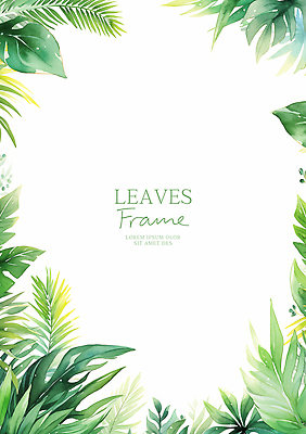 PSD 일러스트 나뭇잎 프레임 사람없음 초록색 여름 열대잎 카피스페이스 트로피컬아트 국내일러스트 계절 컬러 잎 공백 그림 파일형식