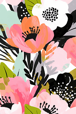 JPG 식물 디자인 분홍색 잎 꽃무늬 꽃백그라운드 일러스트 사람없음 판화 국내일러스트 AI일러스트 AI콘텐츠 꽃 컬러 백그라운드 무늬 미술 파일형식