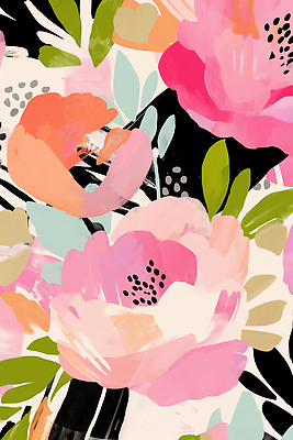 JPG 식물 디자인 분홍색 잎 꽃무늬 꽃백그라운드 일러스트 사람없음 판화 국내일러스트 AI일러스트 AI콘텐츠 꽃 컬러 백그라운드 무늬 미술 파일형식