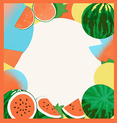 JPG 일러스트 단면 여름음식 프레임 사람없음 빨간색 수박조각 카피스페이스 여름배경 제철과일 국내일러스트 AI일러스트 AI콘텐츠 음식 컬러 조각 백그라운드 과일 수박 공백 제철 파일형식 여름_계절