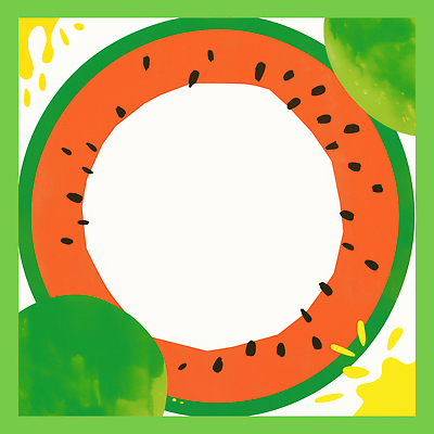 JPG 일러스트 단면 여름음식 수박 사람없음 빨간색 초록색 원형프레임 카피스페이스 여름배경 제철과일 국내일러스트 AI일러스트 AI콘텐츠 음식 컬러 백그라운드 과일 프레임 공백 원형 제철 파일형식 여름_계절