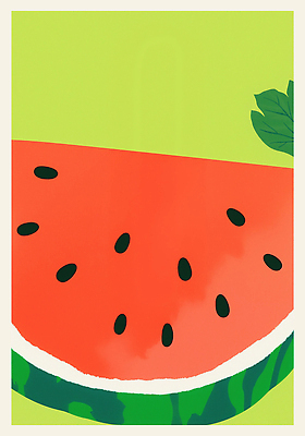 JPG 잎 일러스트 단면 여름음식 사람없음 빨간색 수박조각 여름배경 제철과일 국내일러스트 AI일러스트 AI콘텐츠 식물 음식 컬러 조각 백그라운드 과일 수박 제철 파일형식 여름_계절