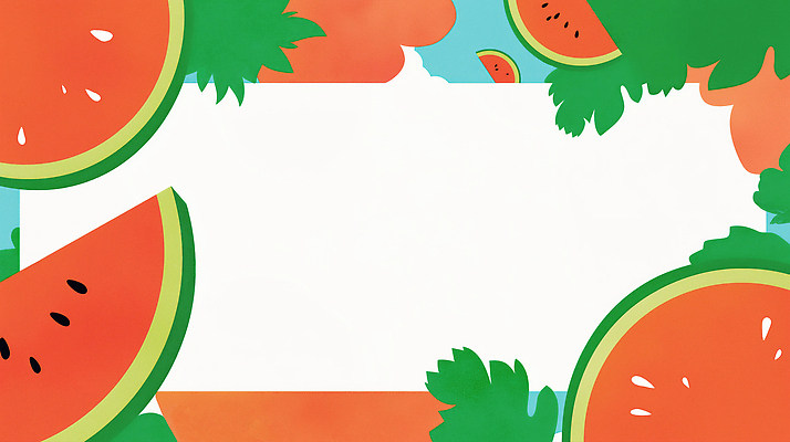 JPG 잎 일러스트 단면 여름음식 프레임 사람없음 빨간색 수박조각 카피스페이스 여름배경 제철과일 국내일러스트 AI일러스트 AI콘텐츠 식물 음식 컬러 조각 백그라운드 과일 수박 공백 제철 파일형식 여름_계절