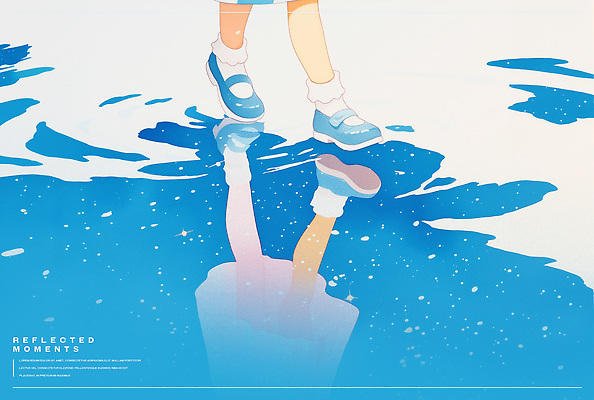 PSD 물결 구두 일러스트 발 신체부위 파란색 반짝임 반사 걷기 하반신 다리 웅덩이 감성 파스텔 단화 국내일러스트 컬러 신발 컨셉 모션 학용품 사람 여성화 파일형식