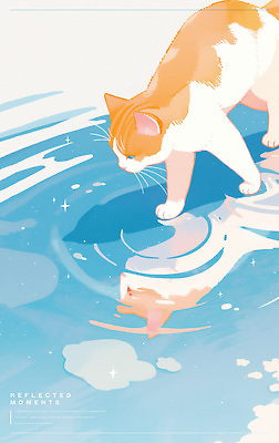 PSD 동물 구름 물결 일러스트 하늘 사람없음 파란색 반짝임 하이앵글 반사 귀여움 고양이 웅덩이 감성 물결파장 파스텔 국내일러스트 자연요소 뷰포인트 컬러 컨셉 포유류 모션 학용품 반려동물 파일형식