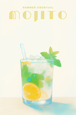 PSD 잎 일러스트 빨대 사람없음 여름 얼음 칵테일잔 레몬장식 모히토 아이보리 국내일러스트 자연요소 식물 계절 컬러 술잔 장식 칵테일 레몬 파일형식