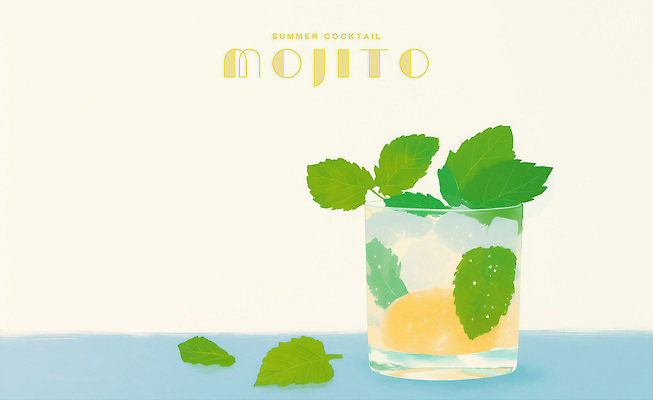 PSD 잎 일러스트 사람없음 여름 칵테일잔 각얼음 레몬장식 모히토 아이보리 국내일러스트 식물 계절 컬러 술잔 장식 얼음 칵테일 레몬 파일형식
