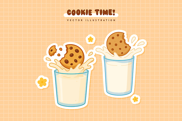 꽃 스티커 일러스트 디저트 사람없음 컵 세트 갈색 쿠키 우유 격자 빠짐 부스러기 엘리먼트 초코칩쿠키 스플래쉬 바삭바삭 국내일러스트 AI파일 식물 식기 음식 컬러 컨셉 무늬 유제품 초코칩 초코쿠키 파일형식 벡터