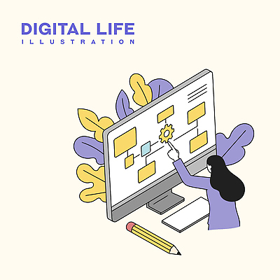 여자 잎 일러스트 비즈니스 한명 정장 상반신 성인 비즈니스라이프 모니터 가리킴 키보드 비즈니스우먼 톱니바퀴 지우개연필 성인여자한명만 디지털라이프 국내일러스트 AI파일 식물 1 라이프스타일 옷 사람 손짓 컴퓨터 연필 직장인 여자한명만 성인여자만 파일형식 벡터