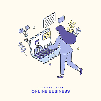 전신 여자 남자 꽃 말풍선 잎 일러스트 비즈니스 정장 상반신 성인 두명 비즈니스라이프 노트북 가리킴 비즈니스우먼 화상통화 성인만 비대면서비스 디지털라이프 국내일러스트 AI파일 식물 라이프스타일 옷 사람 손짓 전자제품 직장인 서비스 통화 파일형식 벡터 언택트