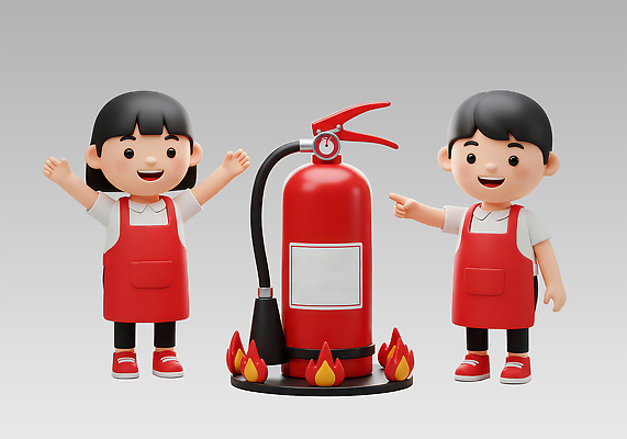 전신 PSD 편집이미지 여자 남자 어린이 불꽃 교육캐릭터 3D캐릭터 미소 소녀 소년 두명 빨간색 앞치마 만세 가리킴 소화기 화재예방 어린이만 소방교육 편집3D 캐릭터 교육 컬러 모션 불 표정 사람 손짓 3D 안전장비 소방 예방 파일형식