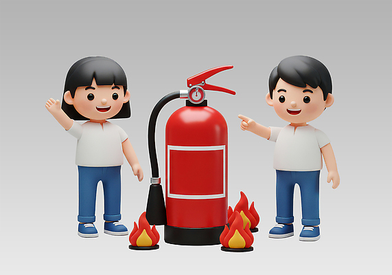 전신 PSD 편집이미지 여자 남자 어린이 불꽃 교육캐릭터 3D캐릭터 미소 소녀 소년 두명 빨간색 손들기 가리킴 소화기 화재예방 어린이만 소방교육 편집3D 캐릭터 교육 컬러 모션 불 표정 사람 손짓 3D 안전장비 소방 예방 파일형식