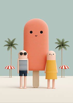 JPG 편집이미지 여자 남자 하늘 미소 성인 해변 두명 선글라스 야자수 파라솔 막대아이스크림 성인만 편집실사 AI컴퓨터그래픽 AI콘텐츠 나무 안경 바다 아이스크림 표정 사람 CG 파일형식