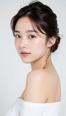 JPG 편집이미지 여자 상의 한명 미소 상반신 성인 옆모습 뷰티 흰색 올린머리 의료성형뷰티 성인여자한명만 편집실사 오프숄더 AI인물포토 AI콘텐츠 1 헤어스타일 옷 뷰포인트 컬러 표정 사람 CG 여자한명만 성인여자만 파일형식 AI포토