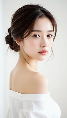 JPG 편집이미지 여자 상의 한명 상반신 성인 옆모습 뷰티 흰색 올린머리 의료성형뷰티 성인여자한명만 편집실사 오프숄더 AI인물포토 AI콘텐츠 1 헤어스타일 옷 뷰포인트 컬러 사람 CG 여자한명만 성인여자만 파일형식 AI포토