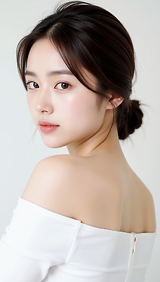 JPG 편집이미지 여자 상의 한명 상반신 성인 옆모습 뷰티 흰색 올린머리 의료성형뷰티 성인여자한명만 편집실사 오프숄더 AI인물포토 AI콘텐츠 1 헤어스타일 옷 뷰포인트 컬러 사람 CG 여자한명만 성인여자만 파일형식 AI포토