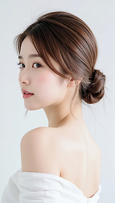 JPG 편집이미지 여자 상의 한명 상반신 성인 옆모습 뷰티 흰색 올린머리 의료성형뷰티 성인여자한명만 편집실사 오프숄더 AI인물포토 AI콘텐츠 1 헤어스타일 옷 뷰포인트 컬러 사람 CG 여자한명만 성인여자만 파일형식 AI포토