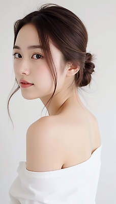 JPG 편집이미지 여자 상의 한명 상반신 성인 옆모습 뷰티 흰색 올린머리 의료성형뷰티 성인여자한명만 편집실사 오프숄더 AI인물포토 AI콘텐츠 1 헤어스타일 옷 뷰포인트 컬러 사람 CG 여자한명만 성인여자만 파일형식 AI포토