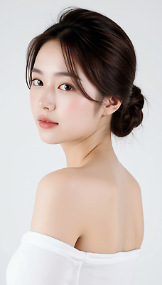 JPG 편집이미지 여자 상의 한명 상반신 성인 옆모습 뷰티 흰색 올린머리 의료성형뷰티 성인여자한명만 편집실사 오프숄더 AI인물포토 AI콘텐츠 1 헤어스타일 옷 뷰포인트 컬러 사람 CG 여자한명만 성인여자만 파일형식 AI포토