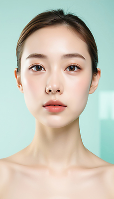JPG 편집이미지 여자 얼굴 한명 성인 피부관리 화사함 광택 스킨케어 민트색 의료성형뷰티 성인여자한명만 편집실사 AI인물포토 AI콘텐츠 1 컬러 컨셉 사람 신체부위 뷰티 CG 여자한명만 성인여자만 파일형식 AI포토